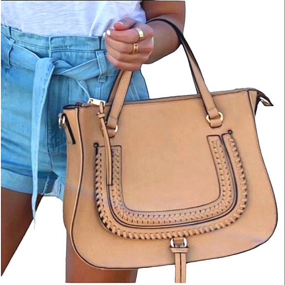 SOLE/SOCIETY TAN LEATHER HOBO CROSSBODY BAG W/SHOULDER STRAP ✨️ LNC - Picture 1 of 16
